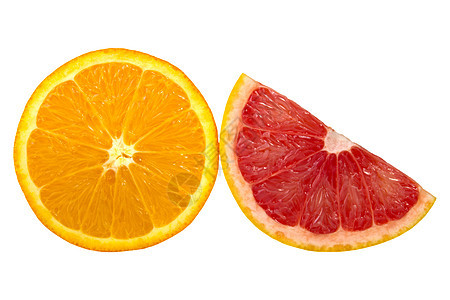 白底的新鲜橙色切片图片
