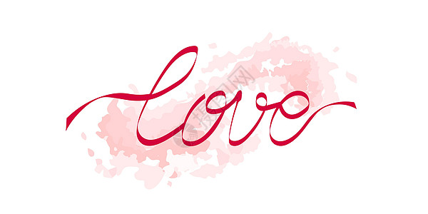 爱的文字 用红丝带或命运的红线 粉色喷洒 刷刷水彩画来写字图片