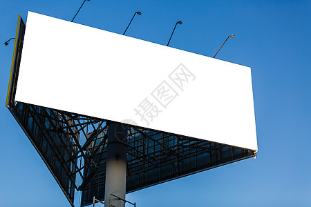 户外广告海报的广告牌空白或夜间广告的空白广告牌 路灯图片
