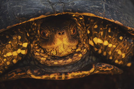 太阳金光中的海龟图片