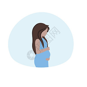 孕妇等待婴儿出生 怀孕 分娩和孕产 矢量卡通插图背景图片