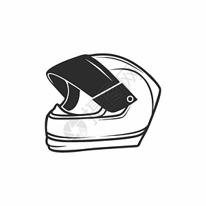 黑色和白色图形风格的摩托车头盔 头盔图标侧视图 隔离在白色背景上 涂鸦手的矢量插图 设备 安全和安全图片