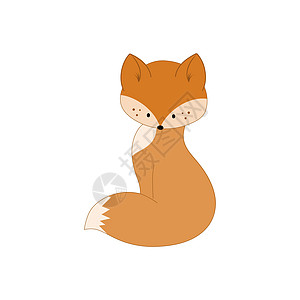 孤立在白色背景上的红色可爱狐狸 儿童读物的矢量卡通人物 带有动物和字母表的卡片 贺卡 以自然和动物为主题的插图图片