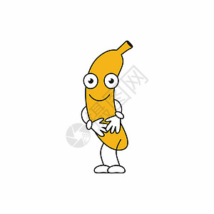 香蕉有脸和笑容 心情好 卡通人物的矢量 水果表情图片