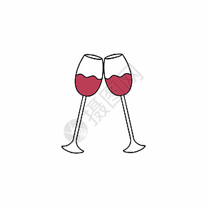 两杯红葡萄酒 白底孤立在白色背景上图片