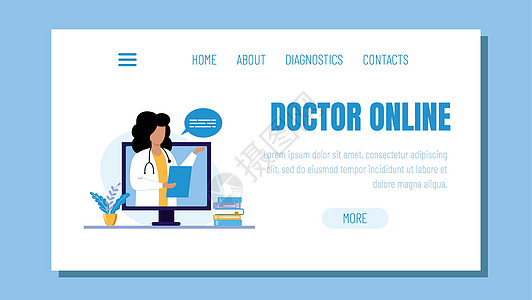 在线医疗 医生在家咨询 网站 登陆页面或智能手机应用程序的模板图片