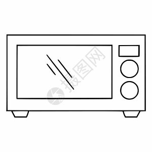 一个涂鸦式微波炉 家用厨房用品图标黑色涂鸦锅炉矢量染色爆米花食物微波用具力量图片