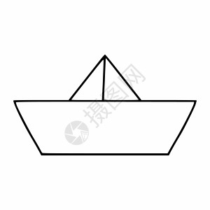 纸船的风格是面条 矢量图标和轮廓线 日本折纸船单线墨水文化黑色铅笔草图旅行写意插图染色图片
