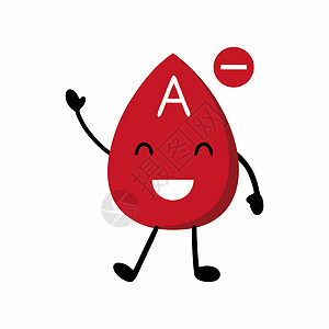 一滴血与Rh因子 用卡通风格的血型进行矢量插图漫画情感药品红色微笑研究测试贴纸英雄实验室图片