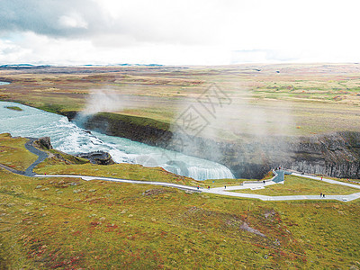 令人惊叹的美丽瀑布古尔弗斯 冰岛著名的里程碑 有选择性地聚焦图片