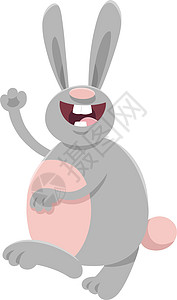 卡通快乐的兔子或野兔动物人物卡通片绘画农场爪子吉祥物宠物哺乳动物动物学海浪灰色图片