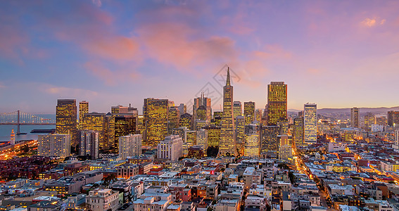 旧金山市中心商业中心的美丽景色 美景日落场景办公楼城市建筑办公室外观天际小说结构图片