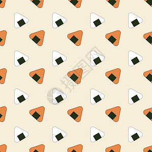 Onigiri 白色和橙色 无缝模式 矢量背景图片