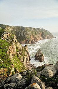 葡萄牙的景观观 欧洲最西部地区旅行海岸线石头建筑学海岸旅游地平线海洋蓝色海景图片