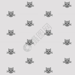 灰猫 无缝模式 矢量图片