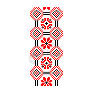 一套像素型样的乌克兰传统无缝裁缝式斯拉夫装饰品Vyshyvanka织物文化打印纺织品艺术刺绣装饰品包装剪贴簿民间图片