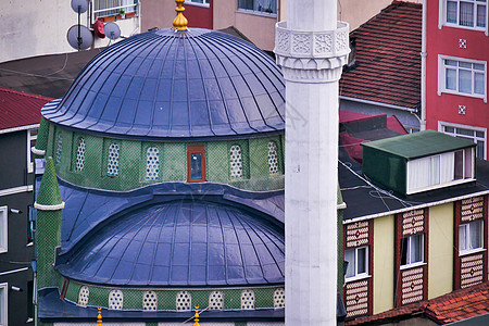 伊斯坦布尔市清真寺和住宅的高视景住房交通场景房地产中心商业财产地标天空建筑物图片