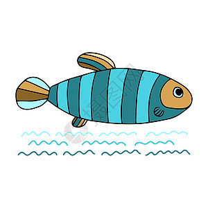 平板型丝状装饰鱼生活蓝色孩子野生动物卡通片盐水游泳水族馆宠物插图图片