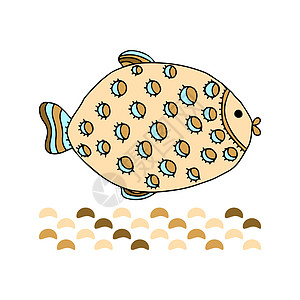 平板型丝状装饰鱼宠物绘画海洋钓鱼卡通片动物金鱼热带插图盐水图片
