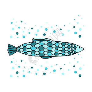平板型丝状装饰鱼动物群野生动物情调卡通片宠物绘画动物孩子钓鱼蓝色图片