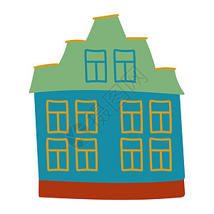 简单手画风格的童年小屋村庄涂鸦建筑学建筑插图财产乐趣孩子们城市房子图片