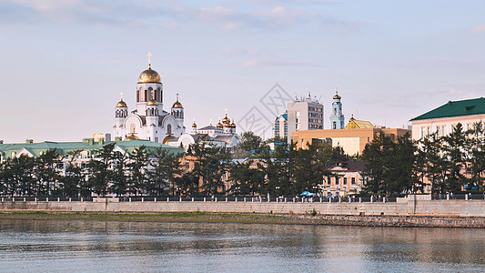 叶卡捷琳堡的全景 为了让教堂看血迹 以所有圣徒的名义 在俄罗斯土地上闪耀而出图片