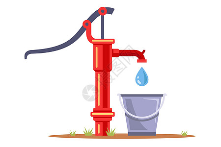 水泵水将水注入桶中 收集饮用水农村农田地质学农业水井管道龙头土壤场地杠杆图片