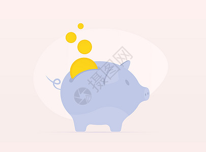 存钱罐矢量图标的概念 金钱储蓄 经济 投资和金钱例证的积累 带硬币槽的小猪卡通图片