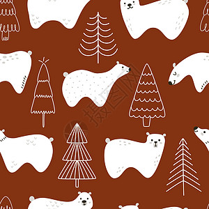 以斯堪的纳维亚风格使用白色最小熊和圣诞树红模式图片