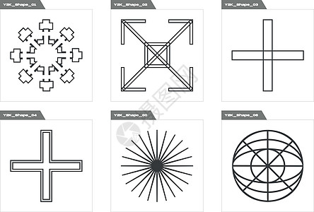 矢量图形资产集 大套用于设计设计的反向对象 用于设计现代T恤空间插图涂鸦技术金光世纪收藏中叶元素海报图片