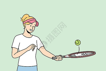 微笑的女孩玩羽毛球图片