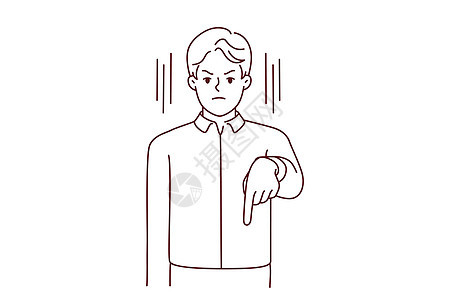 严格商务人士用手指指尖展示企业家下属老板工作插图成人手势经理权威性图片