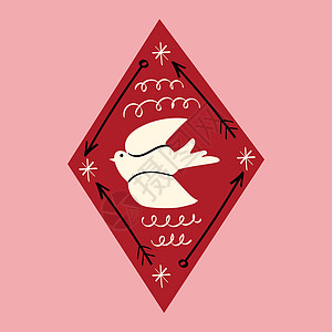 红钻石中和平的鸽子 是鸽子的神奇神秘象征背景图片