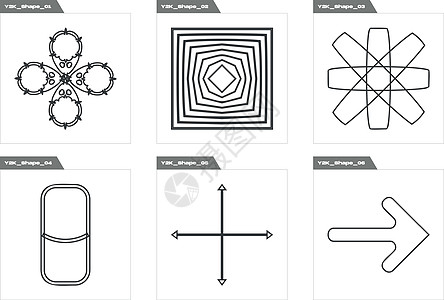 对象的 Y2K 样式向量集 复古的未来派图形装饰品 图形装饰的元素技术原子世界世纪收藏地球艺术火花行星涂鸦图片