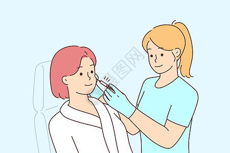 女客户在美容院接受面部手术图片