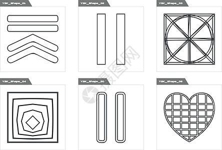 一套Y2K的矢量 特殊图形资产 现代抽象形式世纪涂鸦横幅微笑海报星星狂欢服饰原子艺术图片