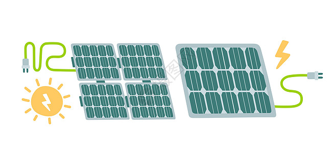 套太阳能电池板 替代可再生能源 太阳能 技术太阳能电池板 矢量图片