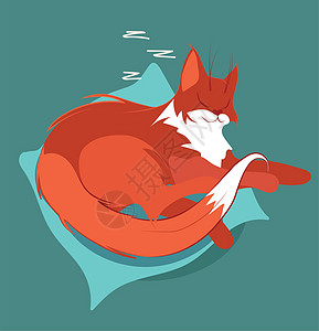 插图矢量图像 条纹中的一只大红猫正在睡觉休息艺术猫咪动物尾巴小憩花园橙子虎斑卡通片绘画图片