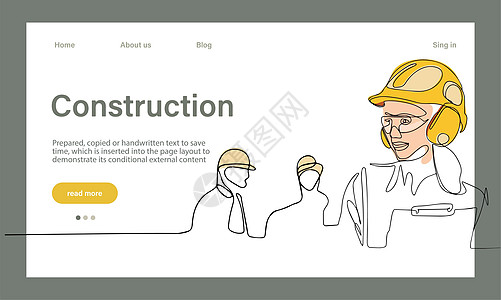 用于最小脱水的连续一行绘图构造商业建筑实线团队专家头盔投资者工人木材图片