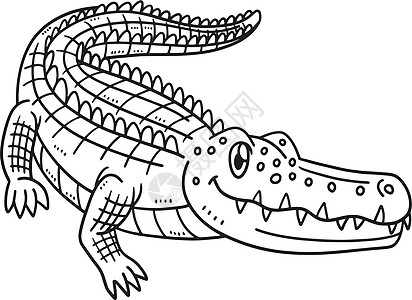 母亲Crocodile 儿童孤立的彩色页面图片