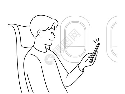 飞机上使用手机的人图片
