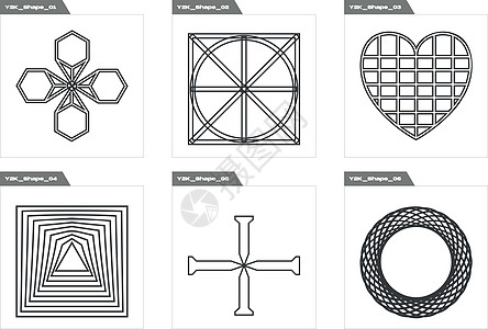 布鲁特主义形状 大量收集抽象的图形几何符号 图案装饰元素 掌声狂欢服饰行星原子星形艺术海报火花技术打印图片