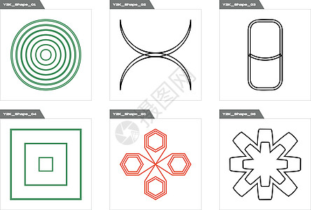 一套Y2K风格的物体矢量 大量收集抽象的图形几何符号 用于设计现代T恤涂鸦月亮海报星星原子空间世纪绘画技术中叶图片