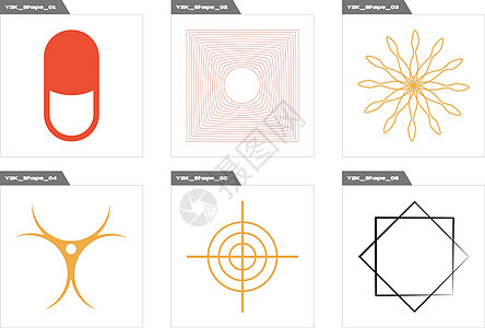 收集Y2K元素 大量收集抽象的图形几何符号 用于设计现代T恤衫的工作收藏地球几何学天空金光海报星星原子打印月亮图片