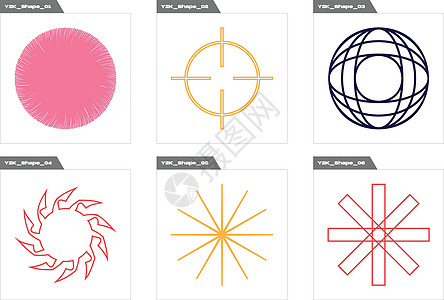 矢量图形资产集 大套用于设计的反向对象 现代抽象形式艺术涂鸦星星狂欢世纪火花行星服饰插图中叶图片