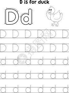 DD 动物捕鸭追踪信ABC 彩色页面 D插图语言填色学习床单学前班绘画野生动物学校翅膀图片