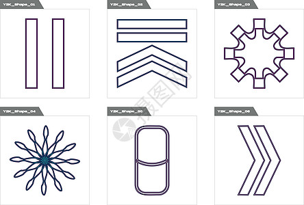 对象的 Y2K 样式向量集 复古的未来派图形装饰品 图形装饰的元素收藏艺术几何学狂欢地球行星星星服饰火花海报图片