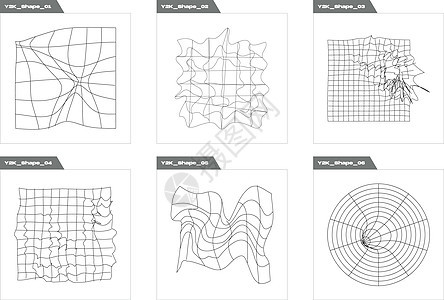 收集Y2K元素 特殊图形资产 图象装饰要素 等等几何学涂鸦火花金光海浪月亮艺术海报绘画星星图片