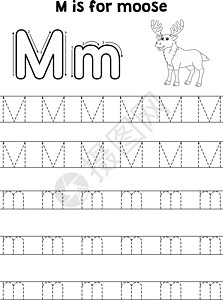 Moose 动物追踪信件ABC 彩色页面 M图片