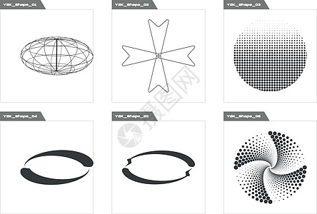 收集 Y2K 元素 快速的神经元化反后发系统 现代抽象形式海浪打印横幅地球狂欢火花星星艺术海报圆圈图片